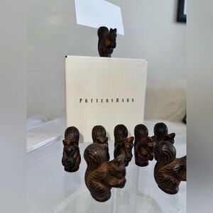 NEW POTTERY BARN ADORABLE SQUIRREL PLACE
CARD HOLDERS 1 SET OF 8